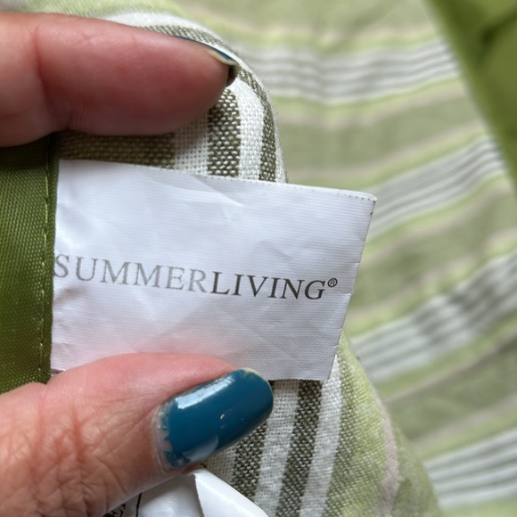 Summer Living Large Green White Striped Beach Blanket Tote Carrying Bag - Picture 7 of 8